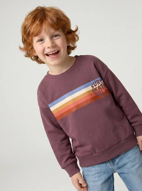 Crew neck sweatshirt for boys marl white+mauve - vertbaudet enfant 