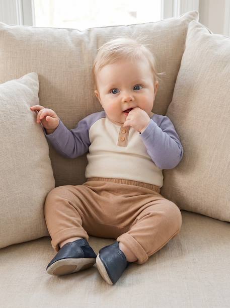 Trousers in Cotton Fleece, for Newborn Babies 6316+camel+rose - vertbaudet enfant 