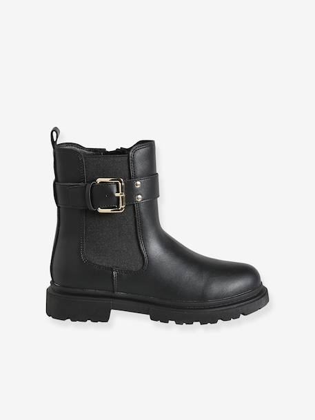 Zip-up synthetic boots for girls black - vertbaudet enfant 