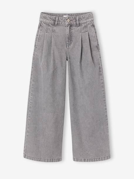 Jean large fille bleu moyen+denim gris - vertbaudet enfant 