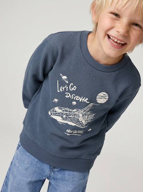 Sweatshirt with front print for boys marl red+marl white+night blue - vertbaudet enfant 