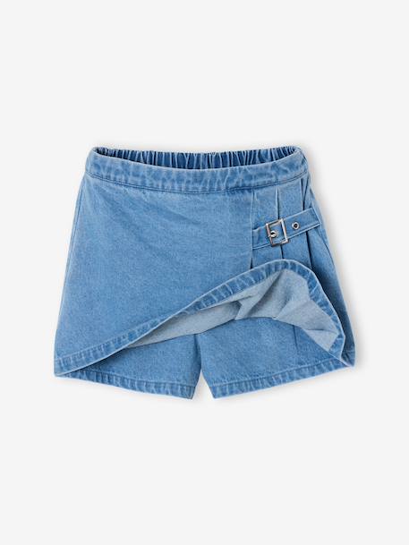 Pleated denim skort for girls medium blue - vertbaudet enfant 