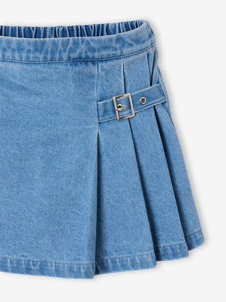 Jupe short fille plissée bleu moyen - vertbaudet enfant 