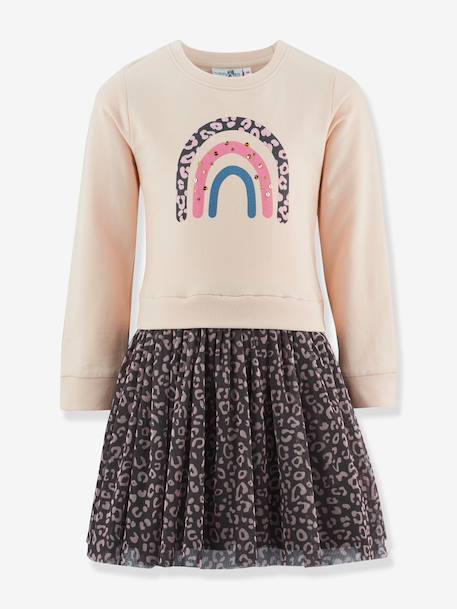 Robe avec jupe en tulle léopard fille Happy Girls rose bonbon+vanille - vertbaudet enfant 