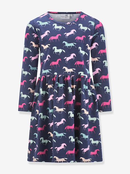 Happy Girls horse print dress for girls navy blue - vertbaudet enfant 