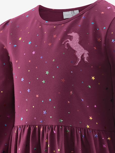 Robe avec licorne et étoiles fille Happy Girls bordeaux - vertbaudet enfant 