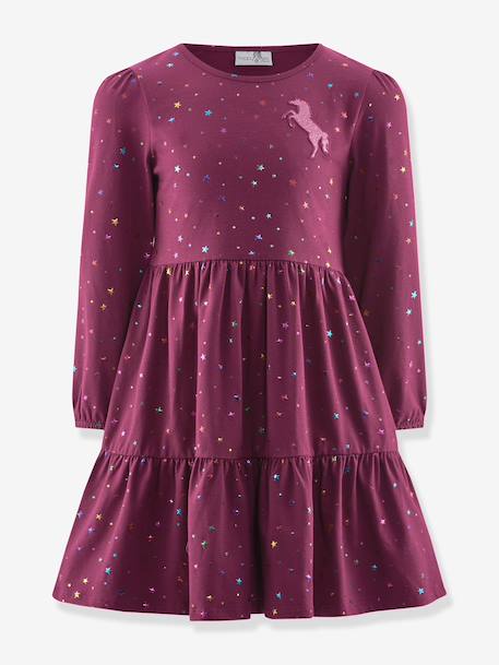 Robe avec licorne et étoiles fille Happy Girls bordeaux - vertbaudet enfant 