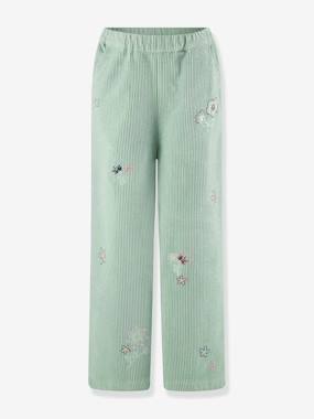-Happy Girls corduroy trousers with floral embroidery for girls
