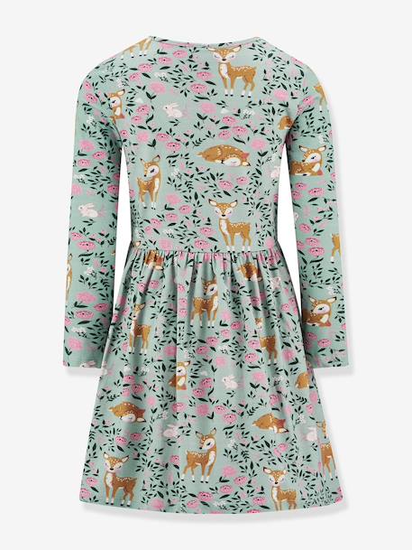 Happy Girls dress with deer and flowers for girls bordeaux red+sage green - vertbaudet enfant 