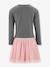 Happy Girls dress with tulle skirt and ballerina print for girls grey - vertbaudet enfant 