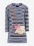 Happy Girls striped dress with owl for girls navy blue+nude pink - vertbaudet enfant 