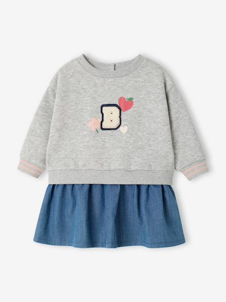 Dress with long sleeves for baby girls stone - vertbaudet enfant 