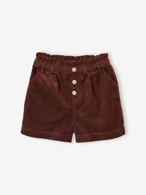 - Paperbag-Style Corduroy Shorts for Girls