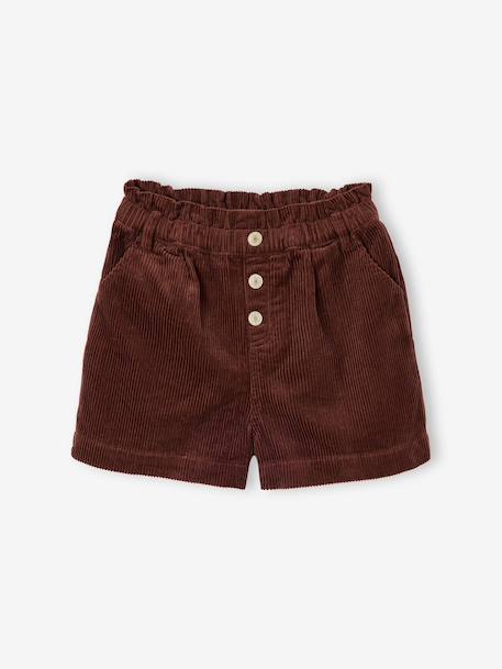 Short en velours forme paperbag fille bleu canard+camel+cannelle+chocolat+gris+mauve+vieux rose - vertbaudet enfant 