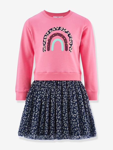 Happy Girls dress with leopard tulle skirt for girls sweet pink+vanilla - vertbaudet enfant 