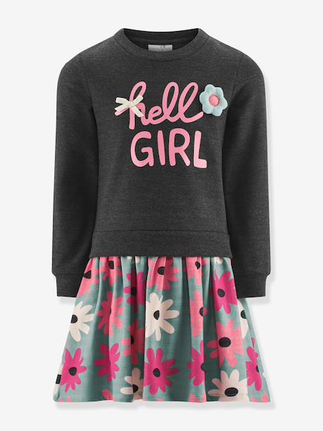 Robe avec message fille Happy Girls anthracite - vertbaudet enfant 