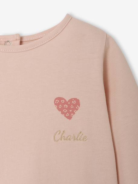 Long-sleeved T-shirt for baby girls grey blue+pale pink - vertbaudet enfant 