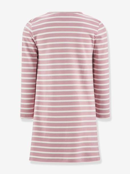 Happy Girls striped dress with owl for girls navy blue+nude pink - vertbaudet enfant 