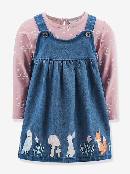 Happy Girls denim dress and long-sleeved T-shirt set for girls denim blue - vertbaudet enfant 