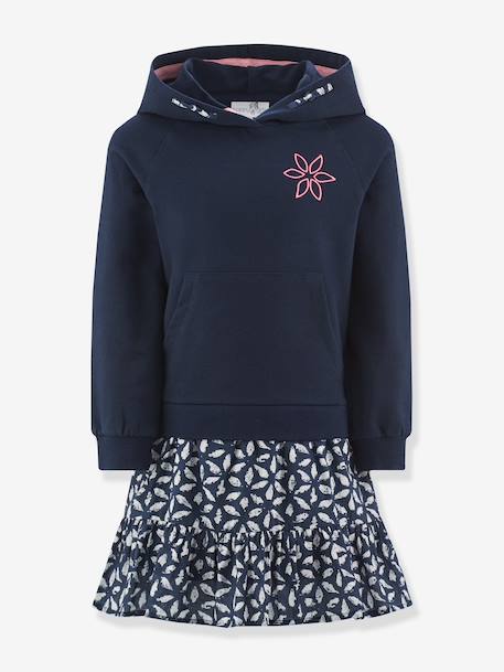 Happy Girls hooded dress for girls navy blue - vertbaudet enfant 