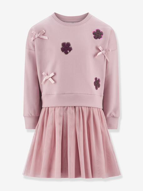 Happy Girls 2-in-1 dress with applique flowers for girls nude pink - vertbaudet enfant 