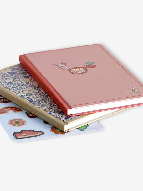 Pack of 2 notebooks and paper stickers navy blue+pale pink - vertbaudet enfant 