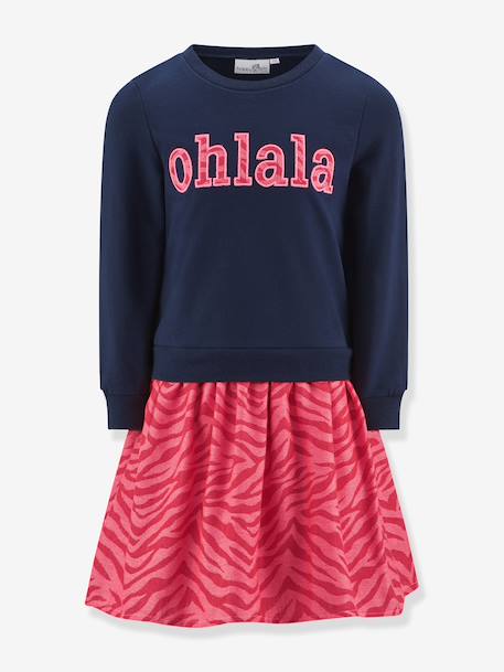 Robe avec inscription Ohlala fille Happy Girls marine - vertbaudet enfant 