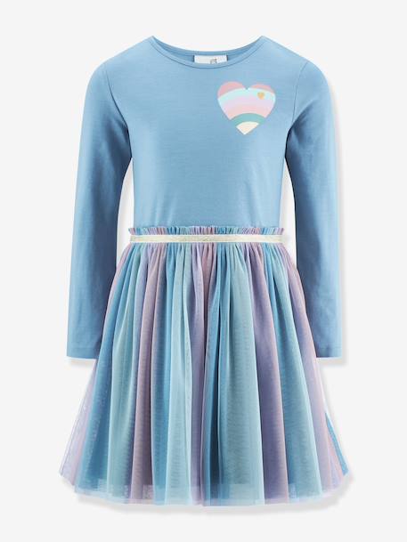 Robe avec cœur arc-en-ciel fille Happy Girls bleu ciel - vertbaudet enfant 