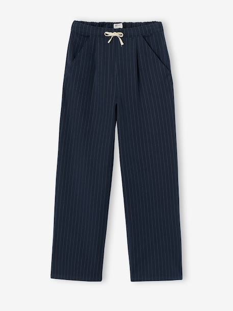 Tailored trousers for girls marl grey+navy blue - vertbaudet enfant 