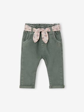Paperbag trousers for baby girls  - vertbaudet enfant