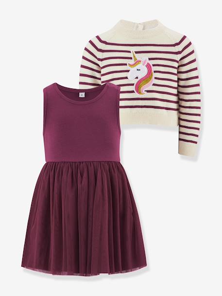 Happy Girls tulle dress & jumper set for girls bordeaux red - vertbaudet enfant 