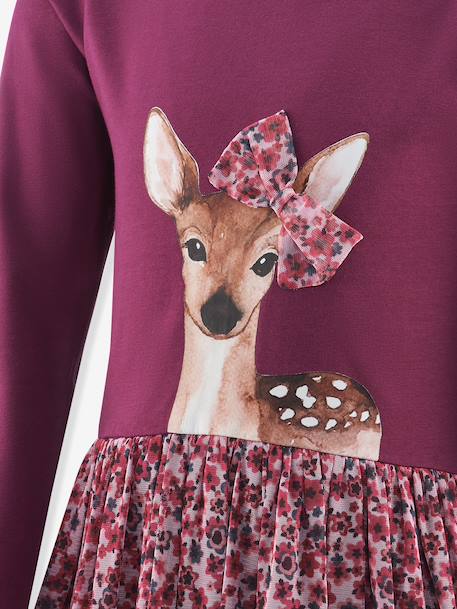 Happy Girls dress with deer print for girls bordeaux red - vertbaudet enfant 
