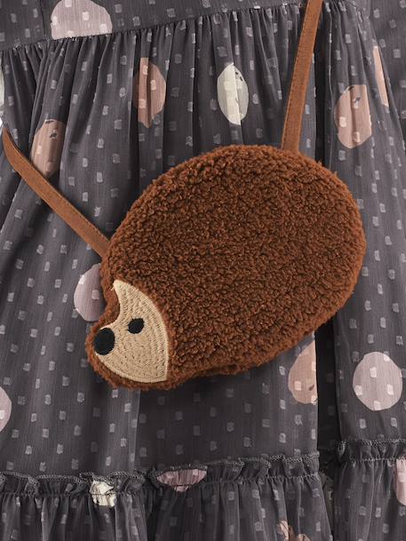 Robe en crêpe plumetis avec sac hérisson fille Happy Girls gris - vertbaudet enfant 
