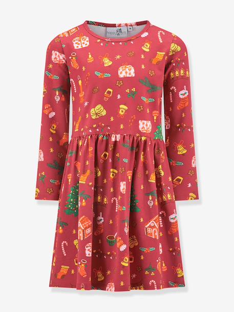 Happy Girls Christmas print dress for girls red - vertbaudet enfant 