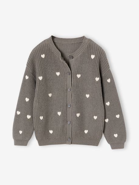 Fancy Cardigan for Girls blush+ecru+grey blue+olive+vanilla - vertbaudet enfant 