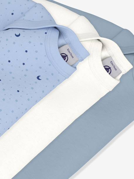 PETIT BATEAU Pack of 3 long-sleeved bodysuits blue - vertbaudet enfant 