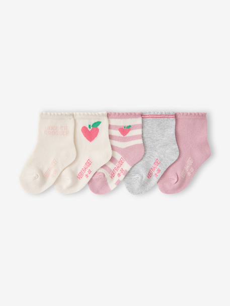 Lot de 5 chaussettes bébé fille vieux rose - vertbaudet enfant 