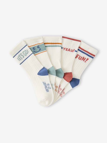 Pack of 5 socks for boys ecru - vertbaudet enfant 