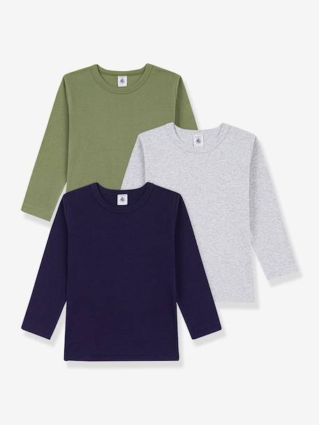 Pack of 3 long-sleeved T-shirts by PETIT BATEAU multicoloured - vertbaudet enfant 