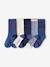Pack of 5 Pairs of 'Cool Kids' Socks for Boys azure+indigo+night blue+sage green - vertbaudet enfant 