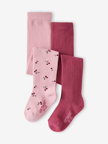 Pack of 2 tights for baby girls rose - vertbaudet enfant 
