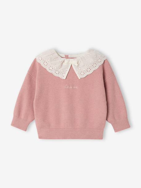 Long-sleeved jumper for baby girls mauve+mocha - vertbaudet enfant 
