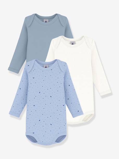 Pack of 3 long-sleeved bodysuits by PETIT BATEAU blue - vertbaudet enfant 