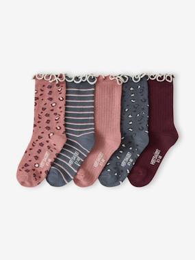 -Pack of 5 pairs of "leopard" socks for girls