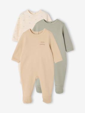 -Pack of 3 baby sleepsuits with back opening