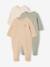 Pack of 3 baby sleepsuits with back opening ecru+sage green - vertbaudet enfant 