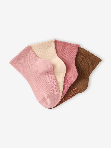 Lot de 4 chaussettes bébé fille vieux rose - vertbaudet enfant 