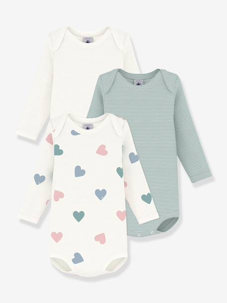 Pack of 3 long-sleeved bodysuits by PETIT BATEAU light green - vertbaudet enfant 