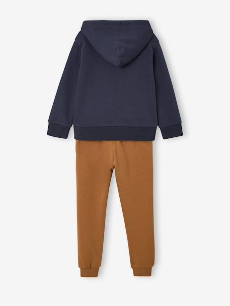 Ensemble sport garçon à capuche bordeaux+ocre+vert sauge - vertbaudet enfant 