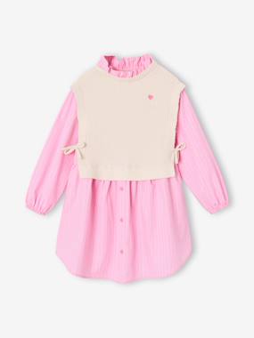 -Robe-chemise fille effet 2 en 1 